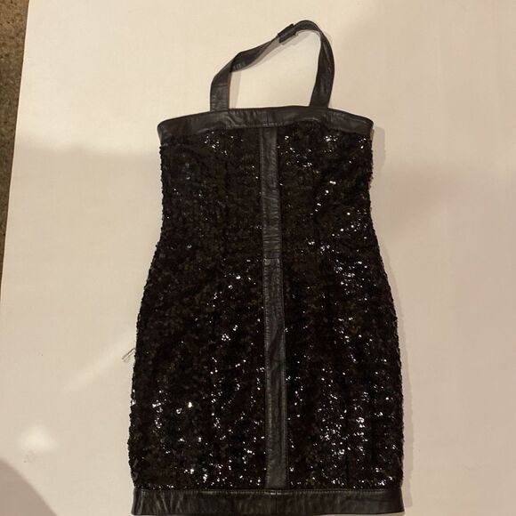 Vintage Leather Sequin Halter Dress - Picture 2 of 10